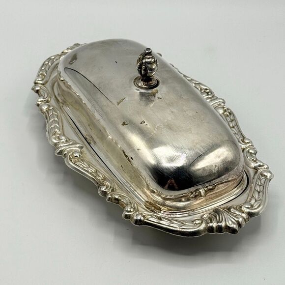 Vintage Sheridan Silver Plated Butter Dish With Glass Insert - Picture 2 of 9
